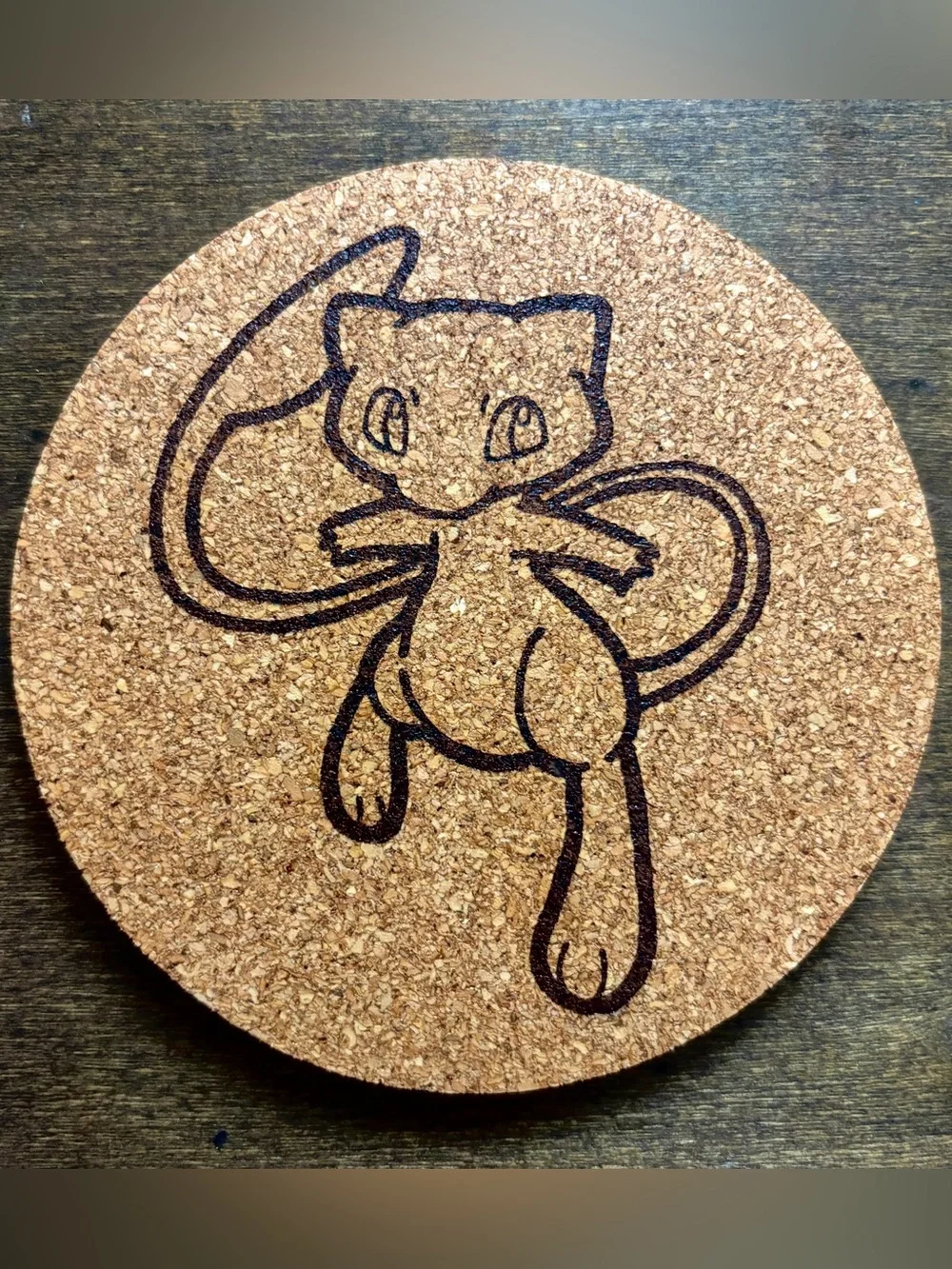 Pokemon Mew Laser Engraved Cork Coaster